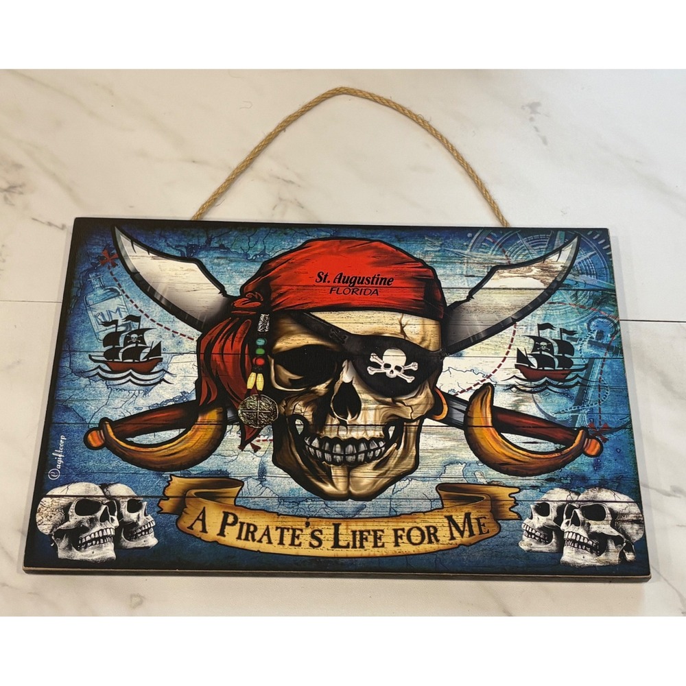 A Gift Corp Pirate Wall Sign OS Blue St. Augustine Florida Nautical Decor